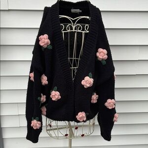 Black Floral Women's Sweater